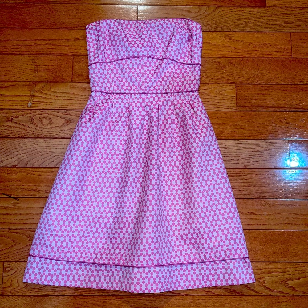 ABS by Alan Schwartz pink polkadot midi dress
